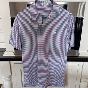 Peter Millar Striped Polo in Light Blue & Purple